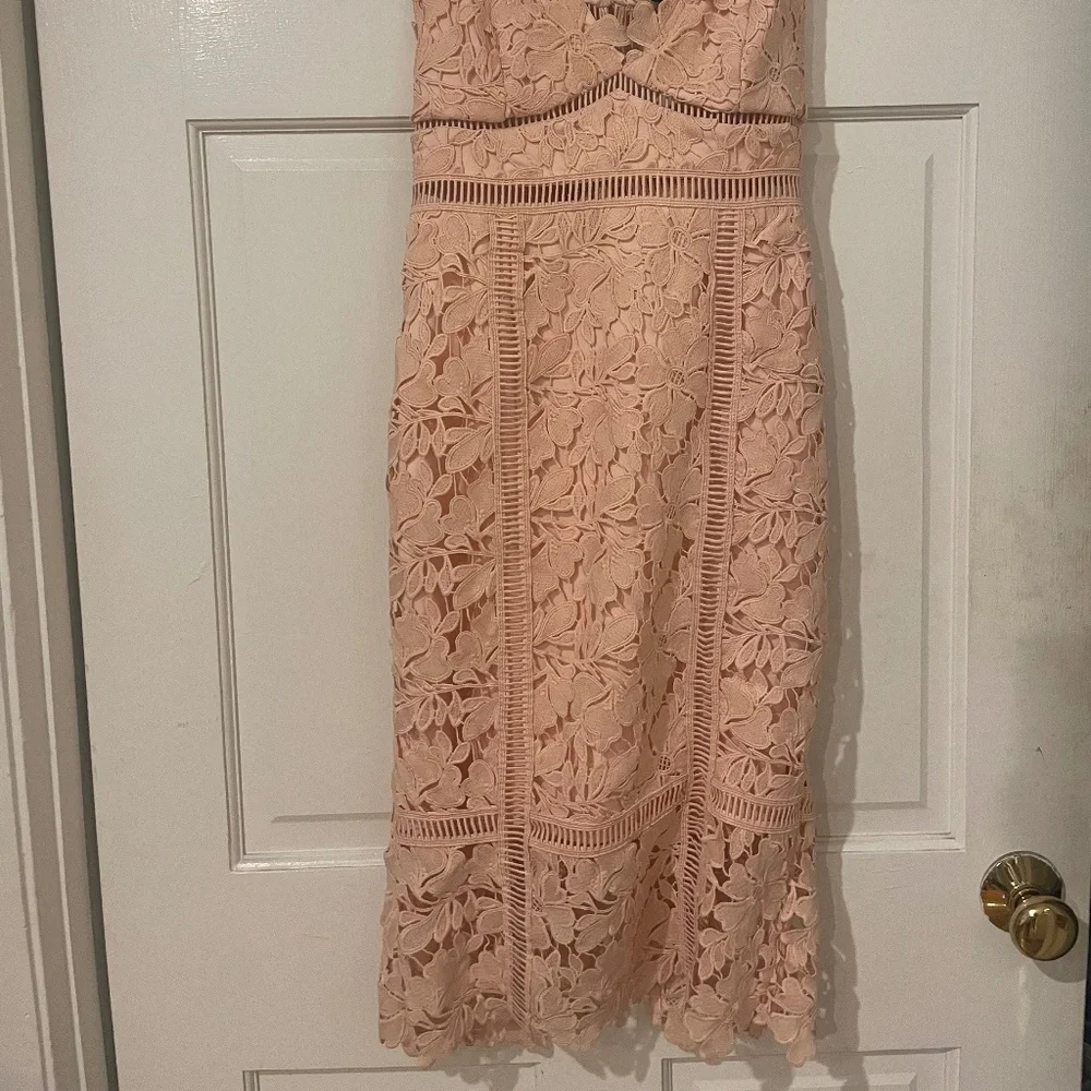 BARDOT Blush Pink Eyelet Midi Cocktail Dress - Picture 6 of 6